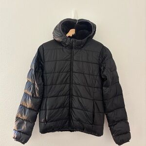 Aritzia TNA the little fuzzy puffer jacket in black